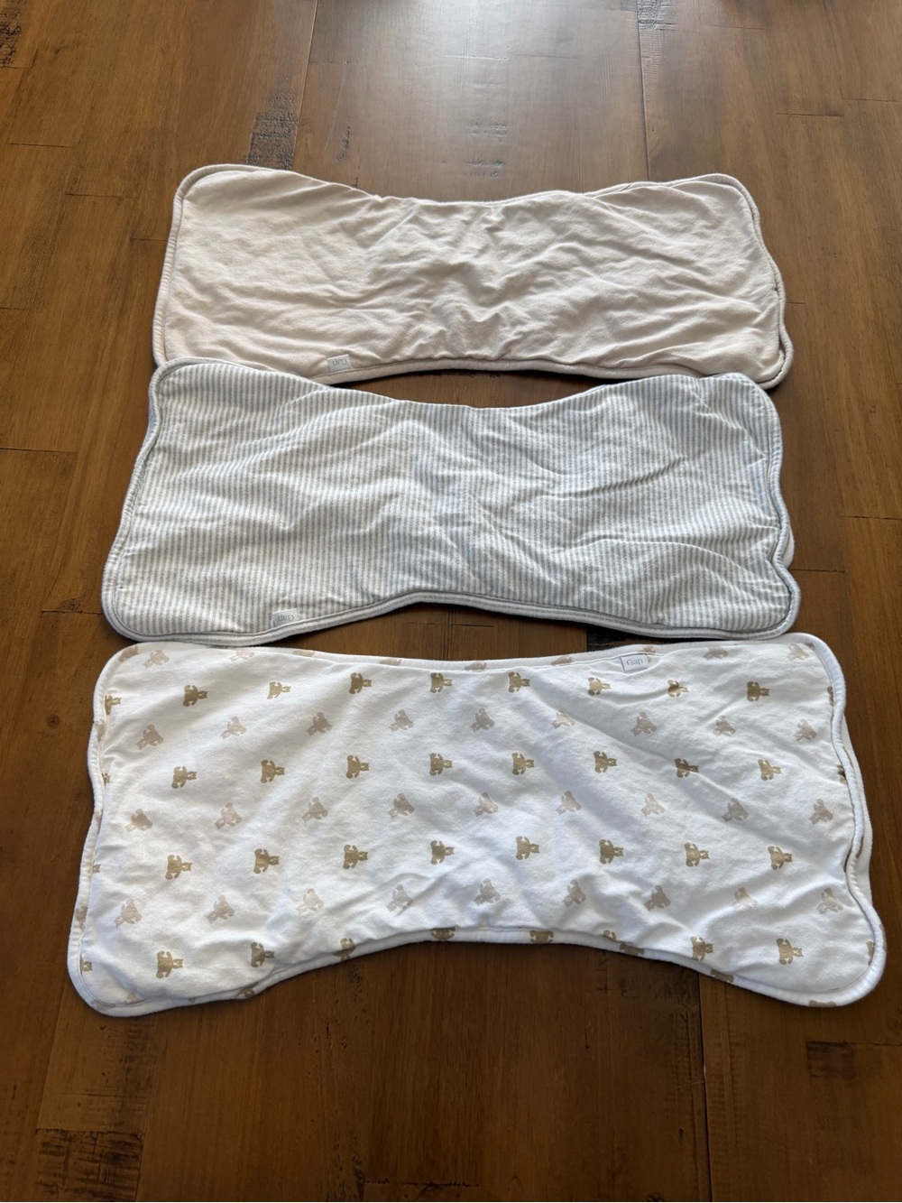 Baby Gap - Neutral White and Beige Baby Burp Cloth Set - 3 Pack